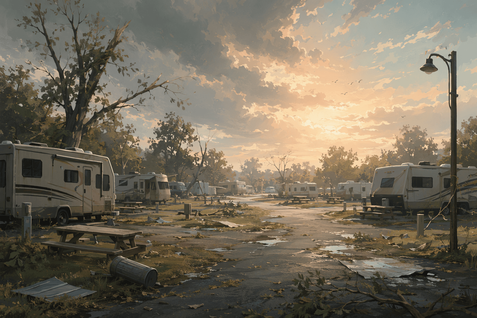 RV park damage - illustration, Jake Team LLC