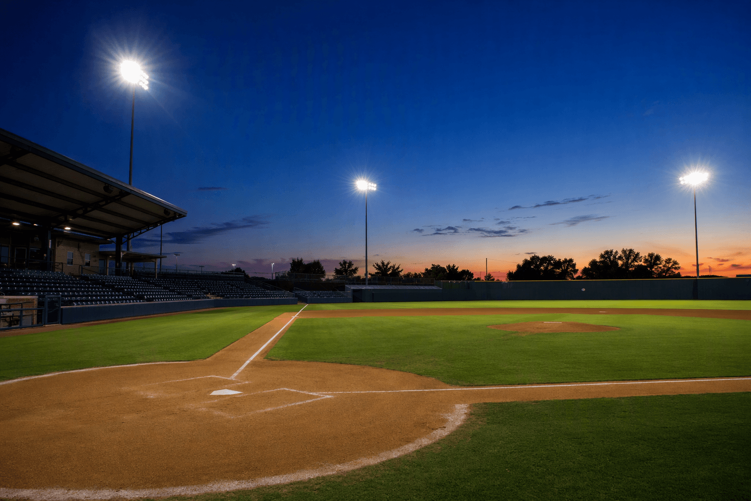baseball stadium night - illustration, Jake Team LLC