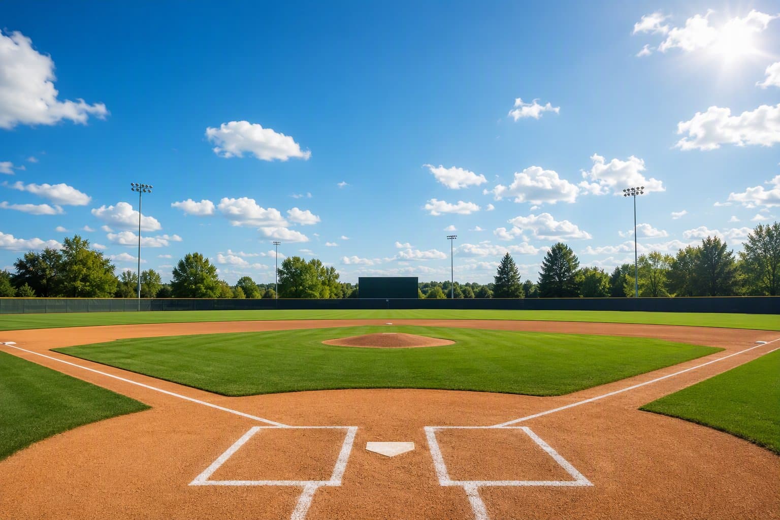 Sunlit Baseball Field - illustration, Jake Team LLC