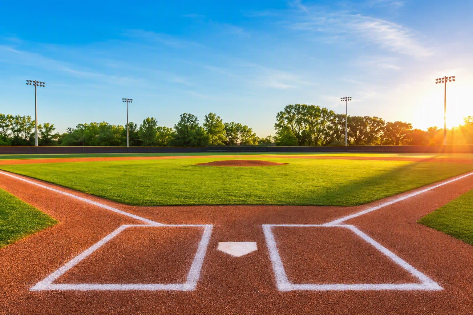 Sunlit baseball stadium - illustration, Jake Team LLC