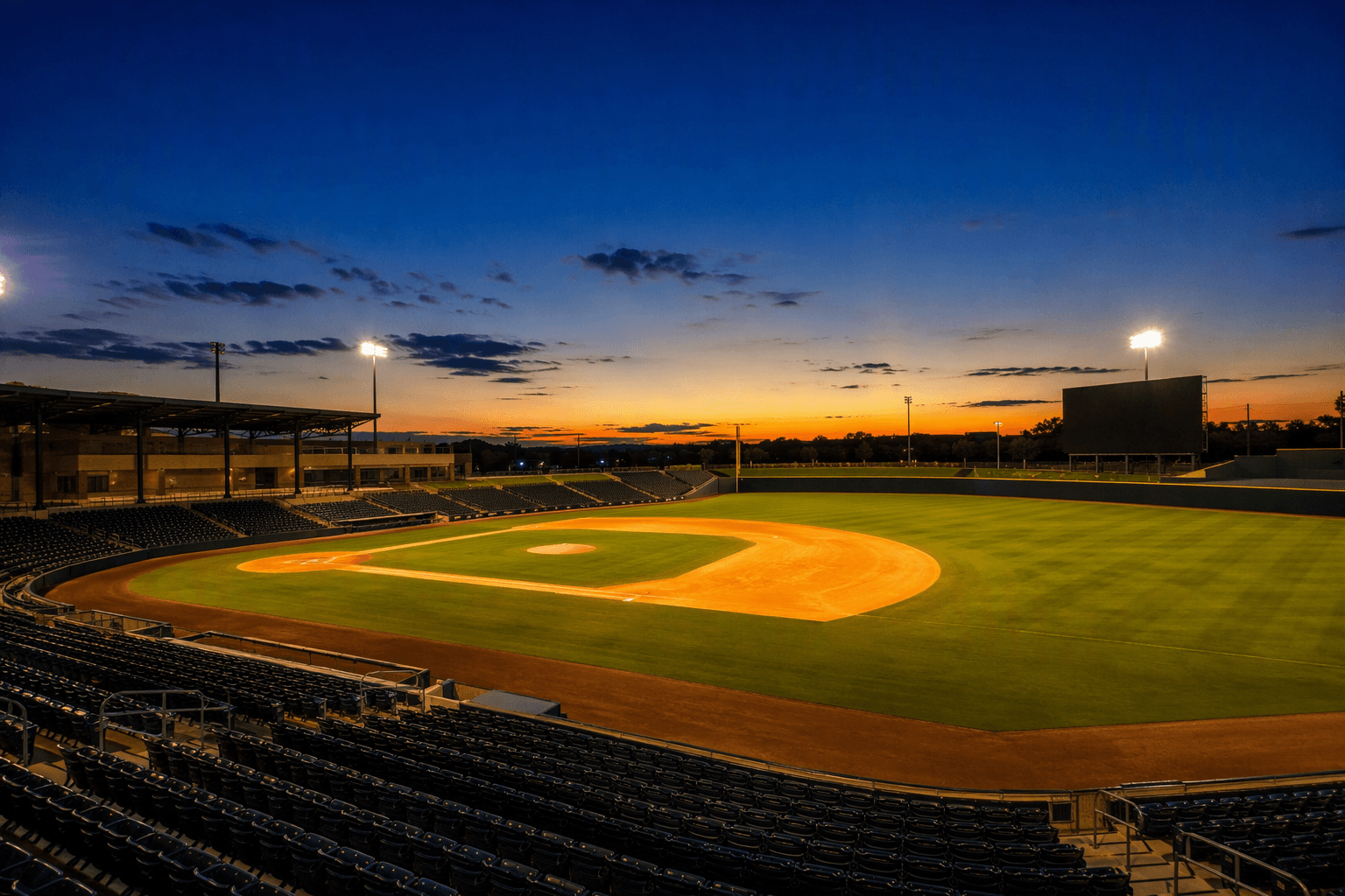 baseball stadium dusk - illustration, Jake Team LLC