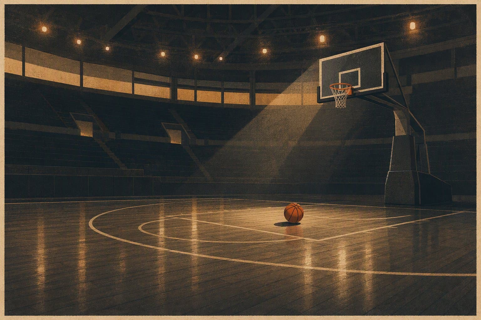 Evening basketball court - illustration, Jake Team LLC