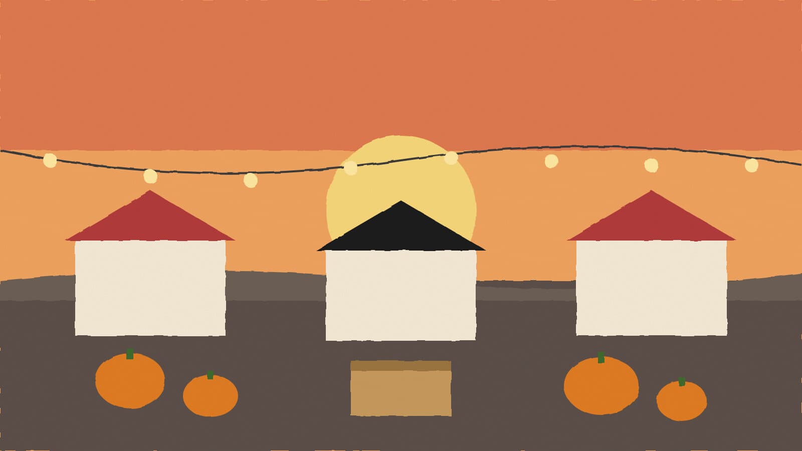 Autumn festival booths at dusk - illustration, Jake Team LLC