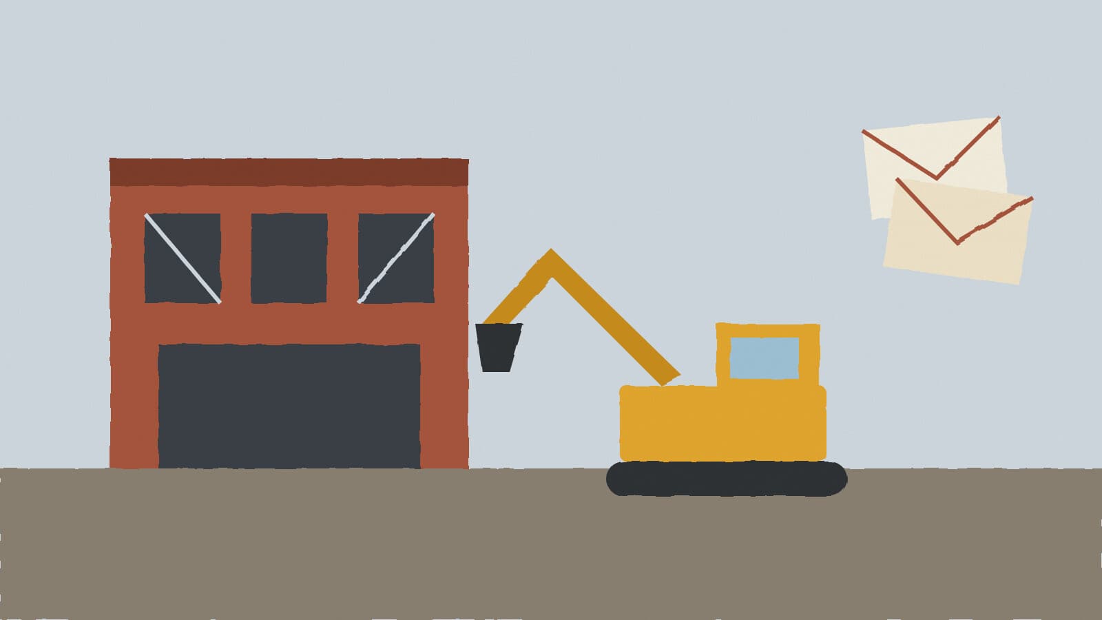 Small-town building demolition - illustration, Jake Team LLC