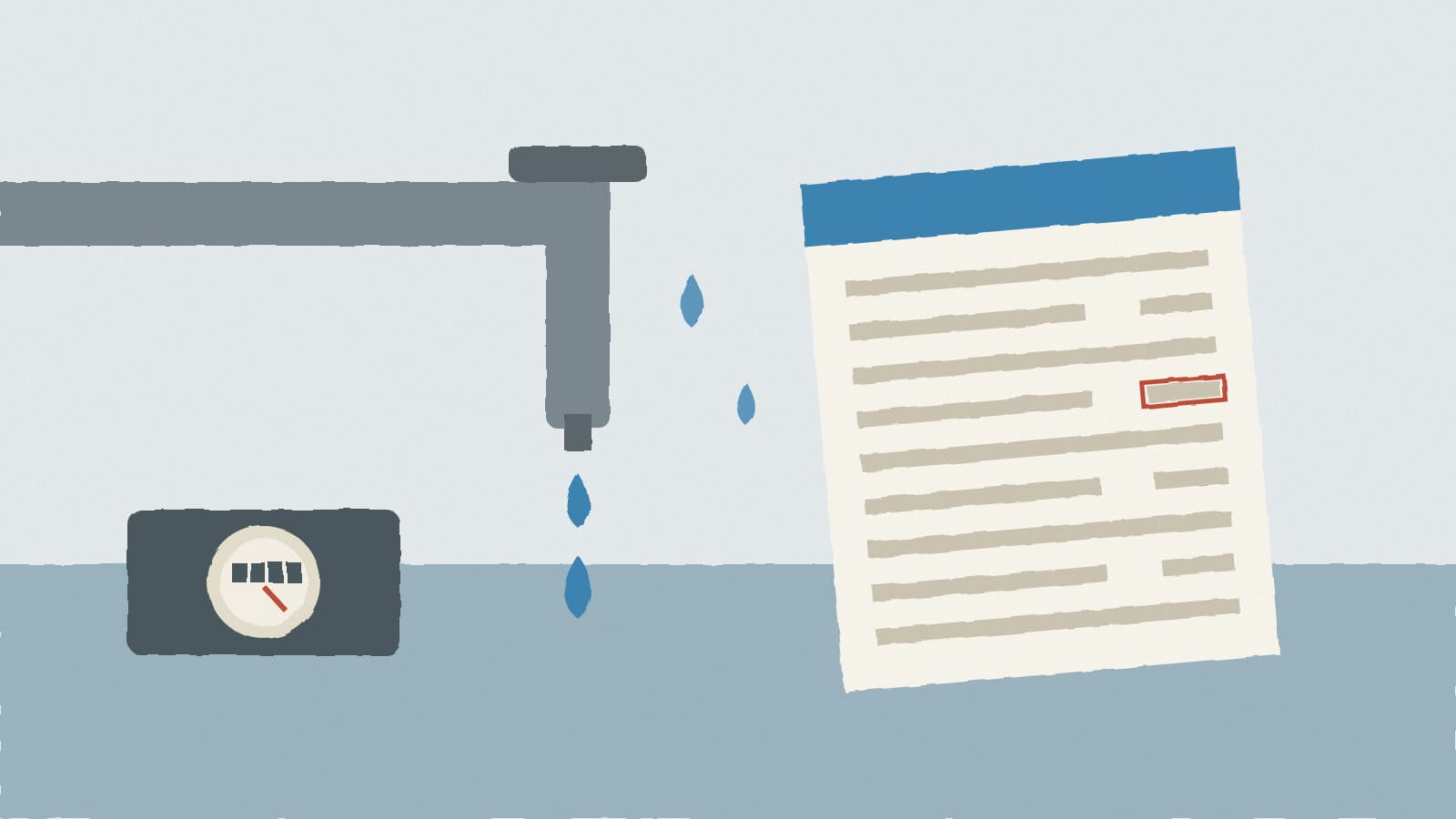 Water meter and rate sheet - illustration, Jake Team LLC