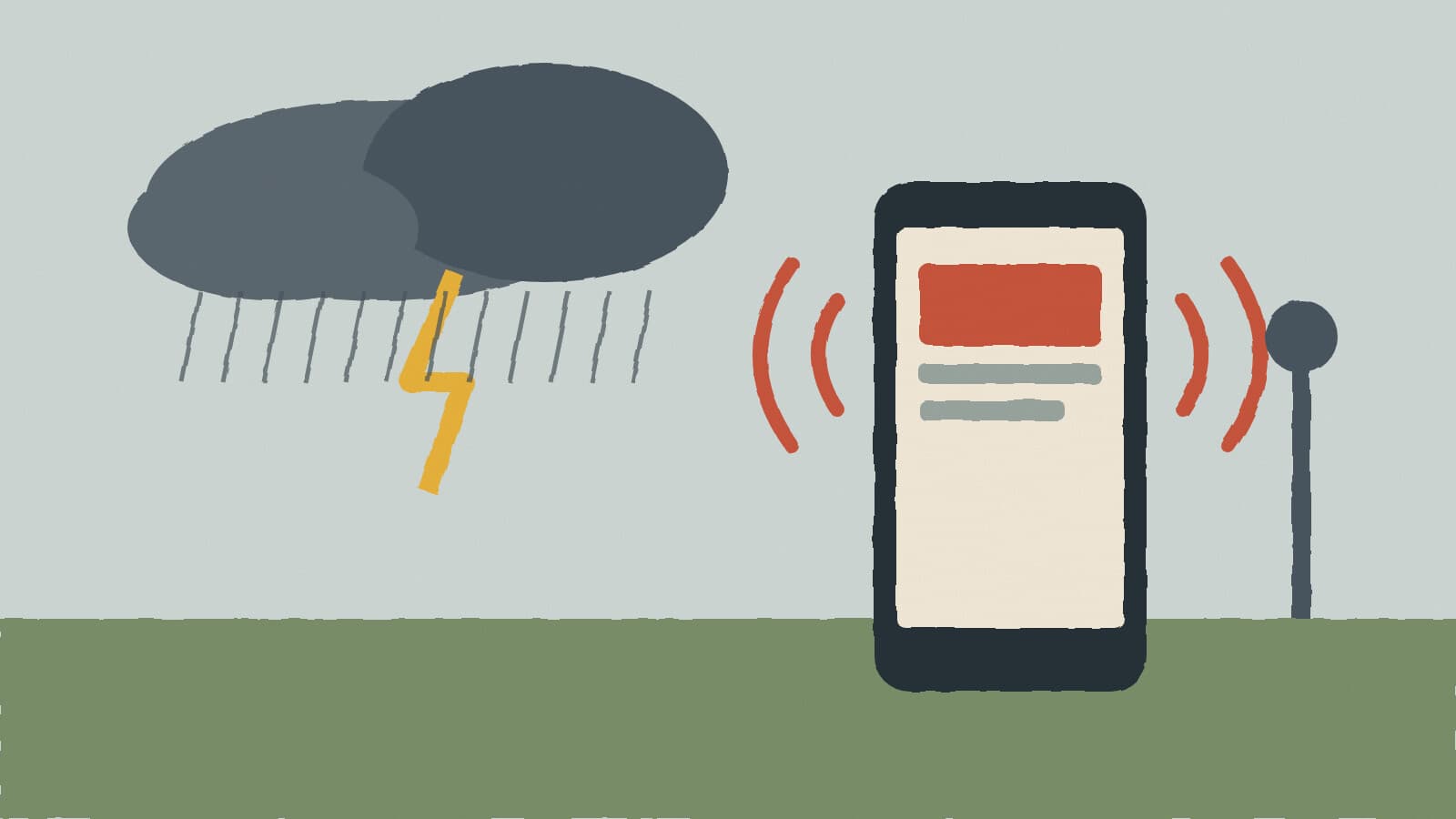 Storm cloud and phone alert - illustration, Jake Team LLC