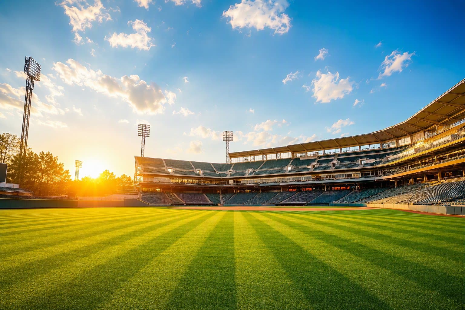 Sunlit Baseball Stadium - illustration, Jake Team LLC